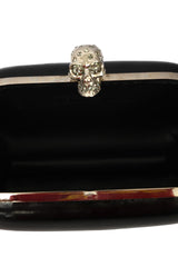 Alexander Mc Queenblack Patent Leather Skull Box Clutch
