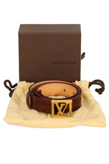 Louis Vuitton Size-85 Cm/34 Inches Amarante Monogram Vernis Lv Frame Belt