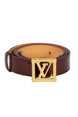 Louis Vuitton Size-85 Cm/34 Inches Amarante Monogram Vernis Lv Frame Belt