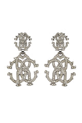 Roberto Cavalli Swarovski Crystal Silver Tone Metal Earrings