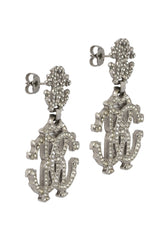 Roberto Cavalli Swarovski Crystal Silver Tone Metal Earrings