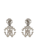 Roberto Cavalli Swarovski Crystal Silver Tone Metal Earrings
