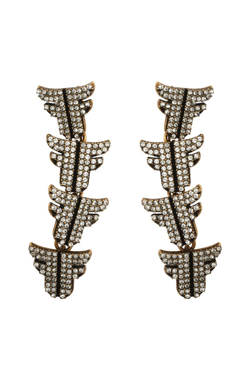Fendiff Crystal Embedded Drop Earrings