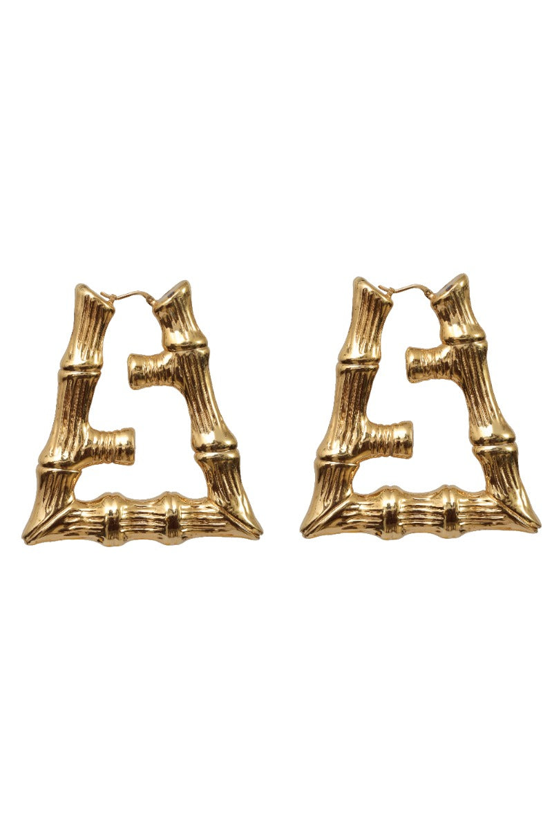 Fendi Ffgold Bamboo Texture Earrings