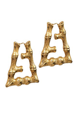 Fendi Ffgold Bamboo Texture Earrings