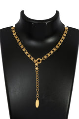 Roberto Cavalli Gold Tone Crystal Embedded Logo Necklace