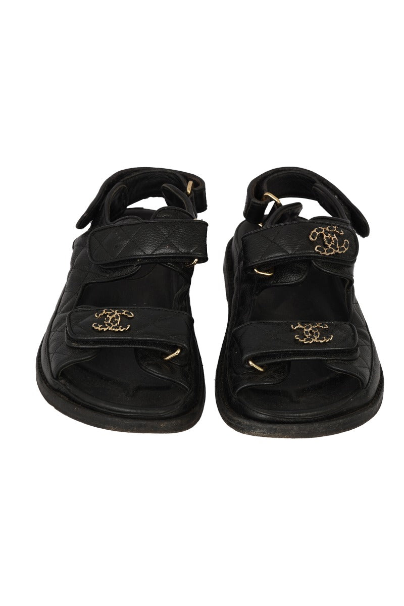 chanel-size-37c-black-quilted-leather-dad-sandals