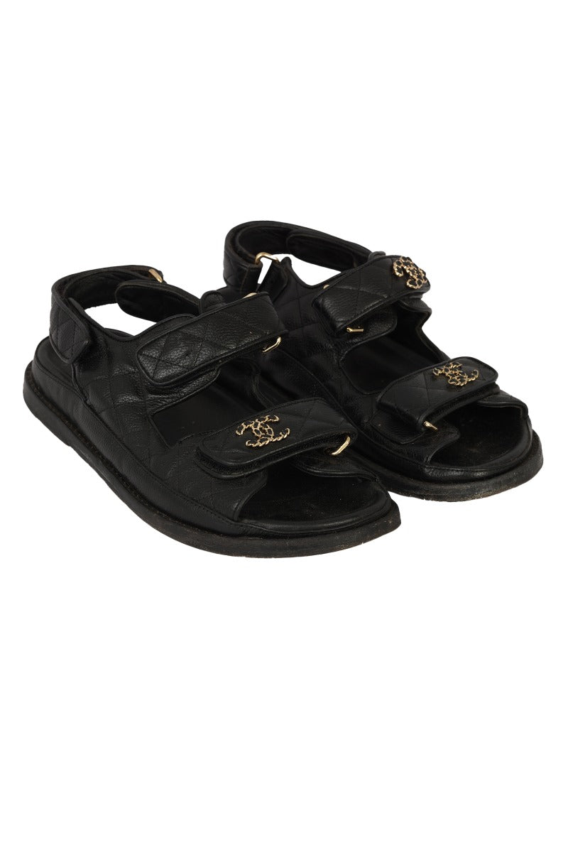 chanel-size-37c-black-quilted-leather-dad-sandals
