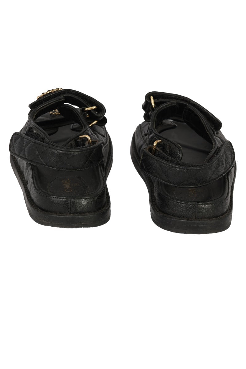 chanel-size-37c-black-quilted-leather-dad-sandals