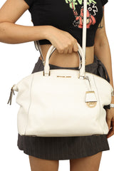Michael Kors White Leather Riley Top Handle Bag