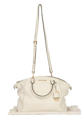 Michael Kors White Leather Riley Top Handle Bag