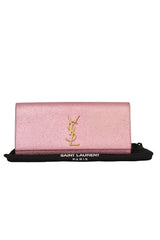 Yves Saint Laurent Metallic Pink Leather Kate Flap Clutch