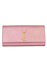 Yves Saint Laurent Metallic Pink Leather Kate Flap Clutch