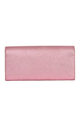 Yves Saint Laurent Metallic Pink Leather Kate Flap Clutch