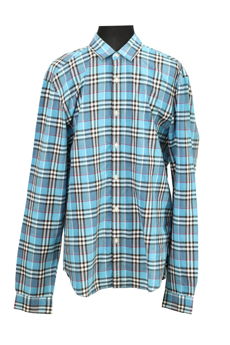Burberrysize- Large Polo Blue Nova Check Shirt