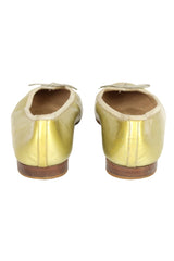 Chanel Size EU-40 Bow Leather Gold Ballet Flats
