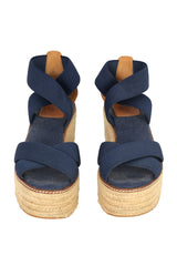 Tory Burch Size Us 8.5 | EU 38.5 Frieda Dark Blue Wedges