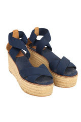 Tory Burch Size Us 8.5 | EU 38.5 Frieda Dark Blue Wedges