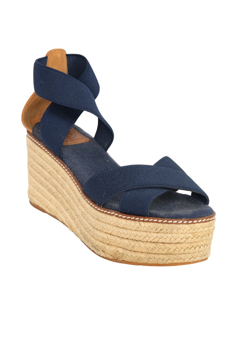 Tory Burch Size Us 8.5 | EU 38.5 Frieda Dark Blue Wedges