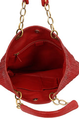 Christian Dior Red Large Woven Tote Bag