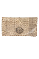 Bottega Veneta Beige Snakeskin Clutch