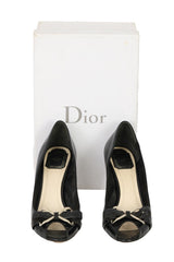 Christian Dior Size EU-39 Black Leather Peep Toe Pumps