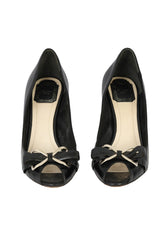 Christian Dior Size EU-39 Black Leather Peep Toe Pumps