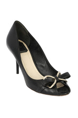 Christian Dior Size EU-39 Black Leather Peep Toe Pumps