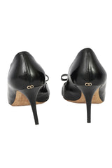 Christian Dior Size EU-39 Black Leather Peep Toe Pumps