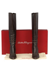 Salvatore Ferragamo Size EU-40 Brown Knee High Boots