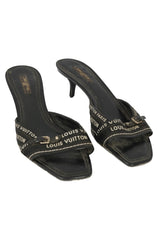Louis Vuitton Size EU-38 Monochrome Canvas Slip On Mules