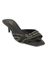 Louis Vuitton Size EU-38 Monochrome Canvas Slip On Mules