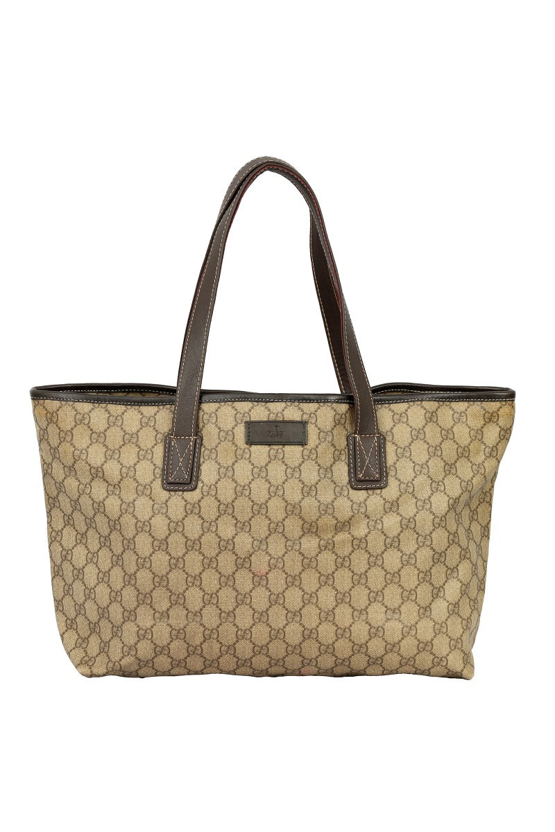 Guccigg Supreme Canvas And Leather Tote Bag