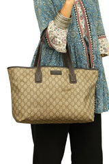 Guccigg Supreme Canvas And Leather Tote Bag