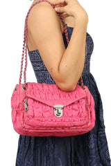 Prada Tessuto Gaufre Flap Chain Shoulder Bag