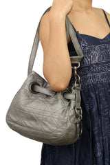 Christian Diorcannage Leather Drawstring Shoulder Bag