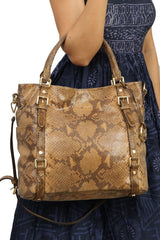 Michael Kors Python Embossed Leather Satchel Bag