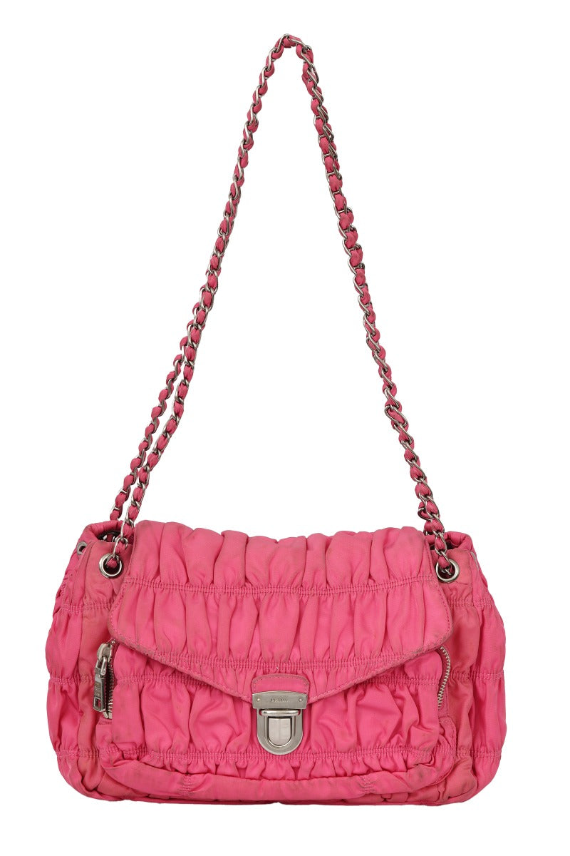 Prada Tessuto Gaufre Flap Chain Shoulder Bag