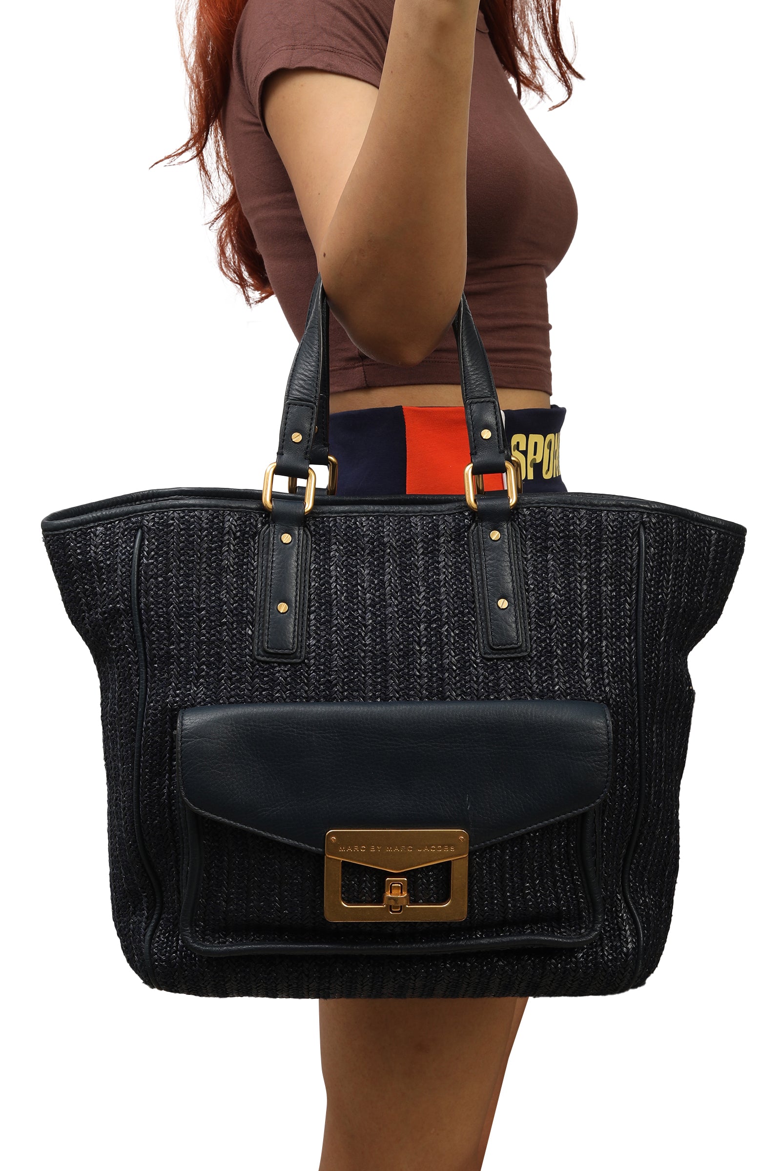 Marc Jacobs Raffia Blue Tote Bag 