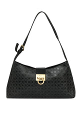 Salvatore Ferragamo Gancini Embossed Leather Shoulder Bag 