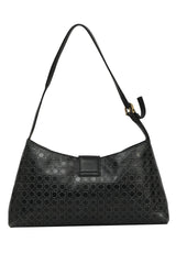 Salvatore Ferragamo Gancini Embossed Leather Shoulder Bag 