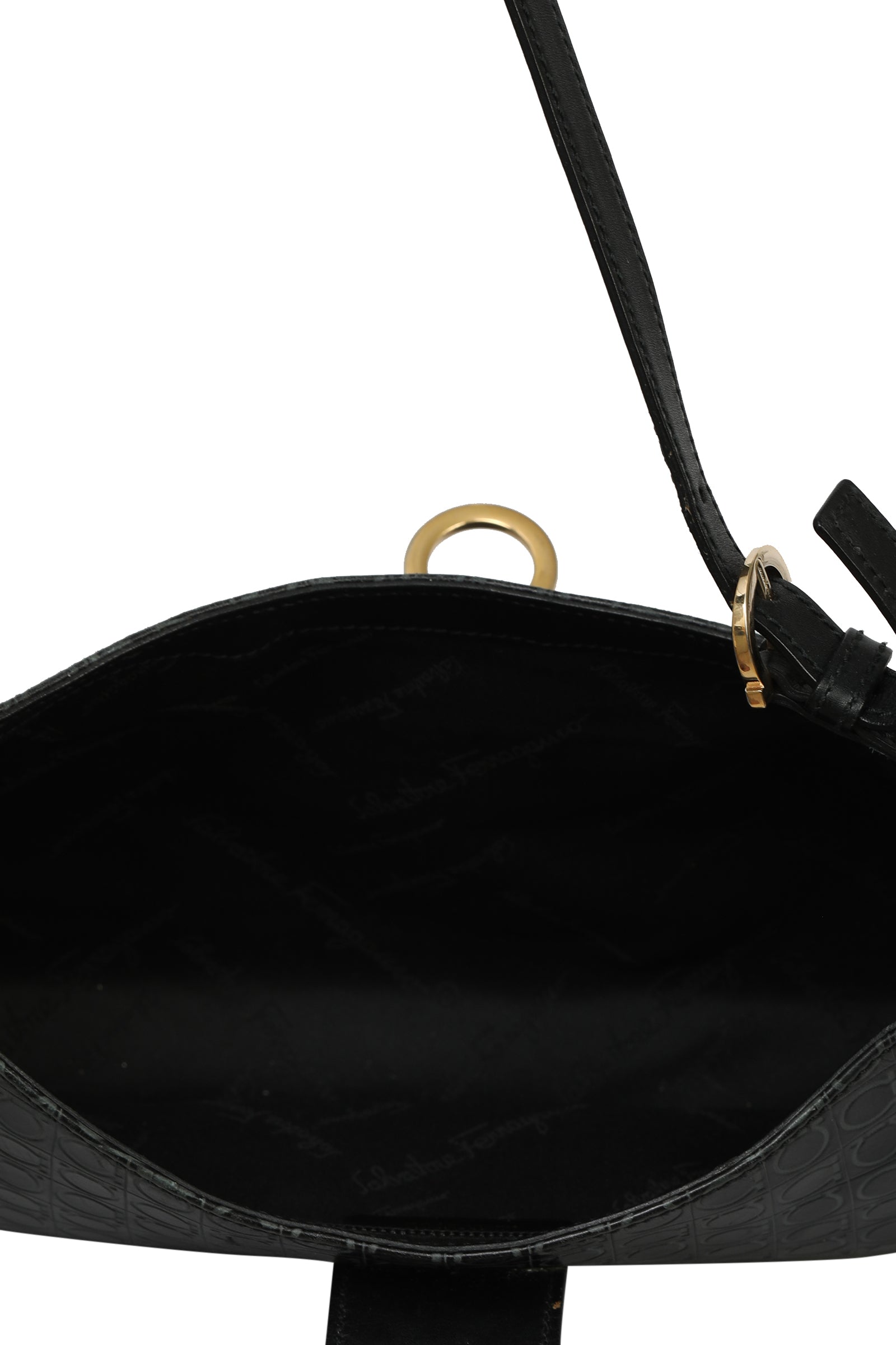Salvatore Ferragamo Gancini Embossed Leather Shoulder Bag 