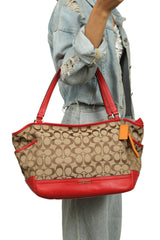 Coach Monogram Red Tote Bag 