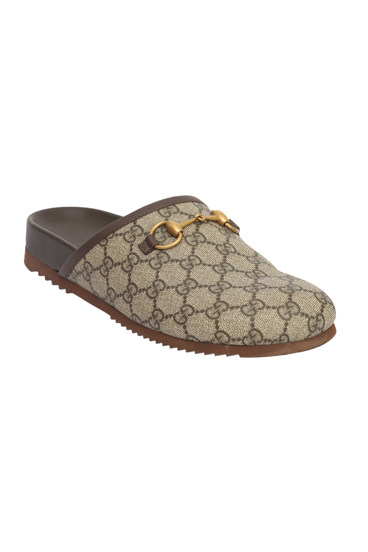 Gucci EU 41 Gg Monogram Horsebit Sliders 