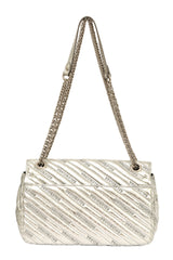Balenciaga Bb Chain Round Silver Quilted Bag 