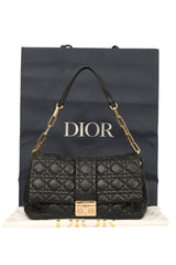 Christian Dior Navy Blue Cannage Lock Flap Shoulder Bag 