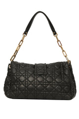 Christian Dior Navy Blue Cannage Lock Flap Shoulder Bag 