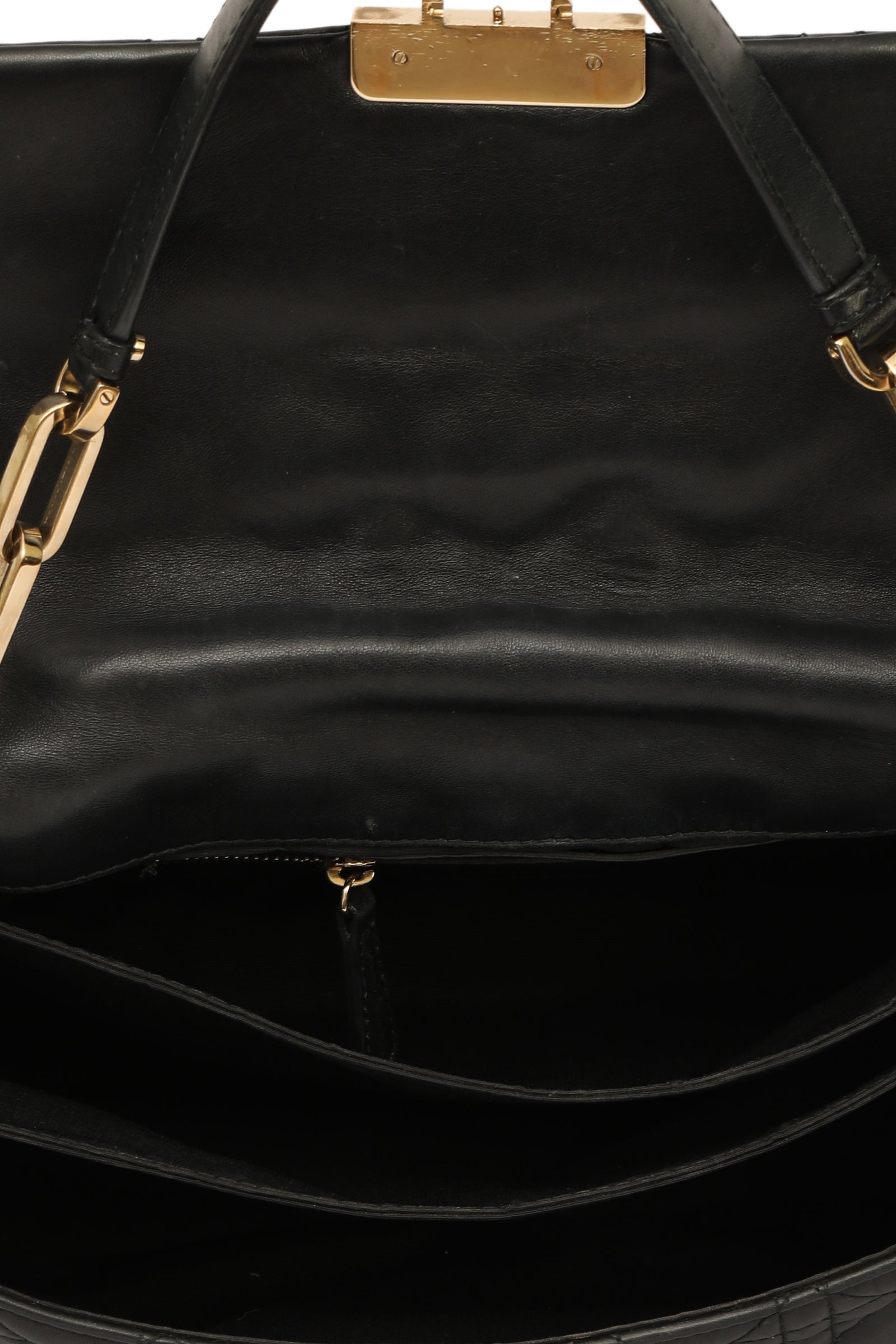 Christian Dior Navy Blue Cannage Lock Flap Shoulder Bag 