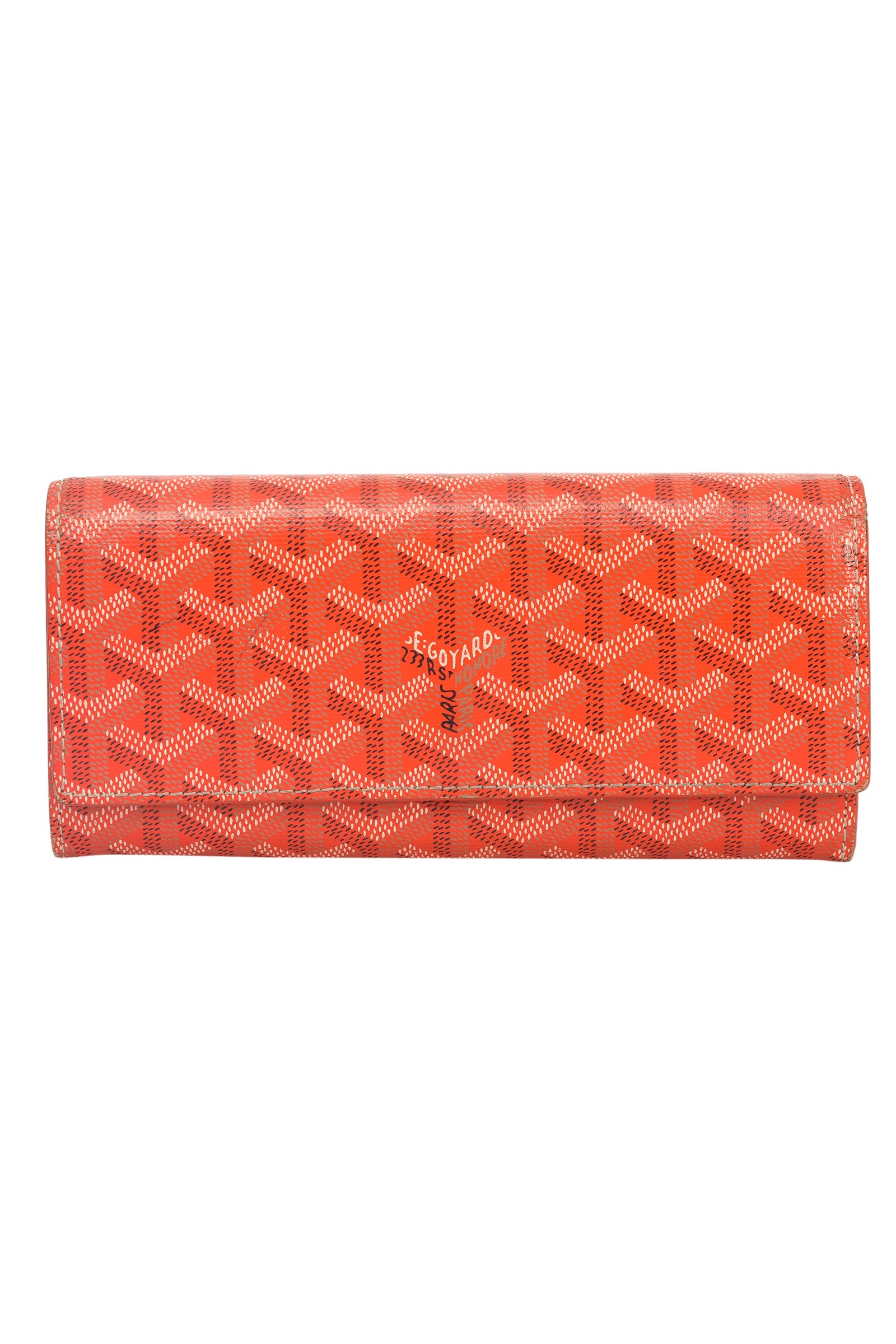 Goyard Orange Goyardine Coated Canvas Monte Carlo Carlo Bois Clutch 