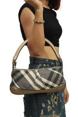 Burberry Metallic Canvas And Leather Baguette Bag 